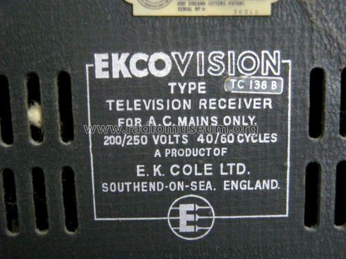 TC 138B; Ekco, E.K.Cole Ltd.; (ID = 1498133) Television