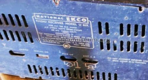 U819; Ekco India, National (ID = 3057933) Radio