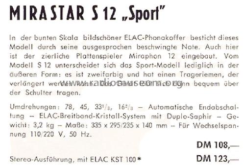 Mirastar S12 Sport; Elac Electroacustic (ID = 1007306) Ton-Bild