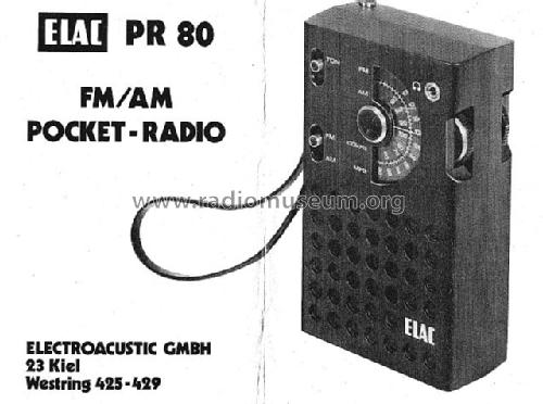 FM/AM Pocket-Radio PR80; Elac Electroacustic (ID = 620177) Radio