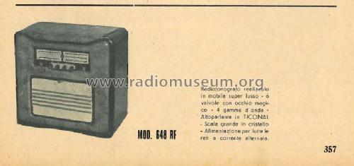 648RF; Electa Radio, A. (ID = 2462568) Radio