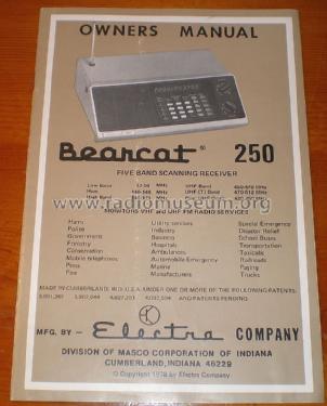 Bearcat 250 BC-250FB Europe Commercial Re Electra Co. / Corp ...