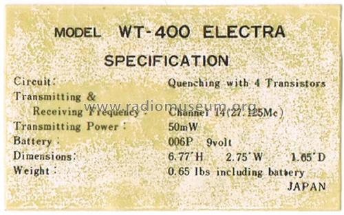 Solid State Transceiver WT-400N; Electra Radio Corp. (ID = 2381414) Citizen