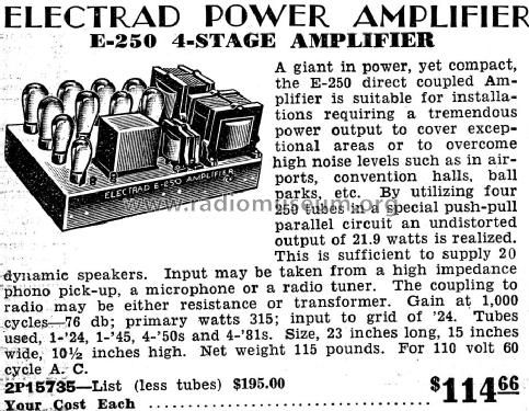 E-250 ; Electrad Inc.; New (ID = 678585) Ampl/Mixer