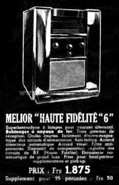 Mélior 'Haute Fidélité' 6; Electric-Radio- (ID = 1852534) Radio