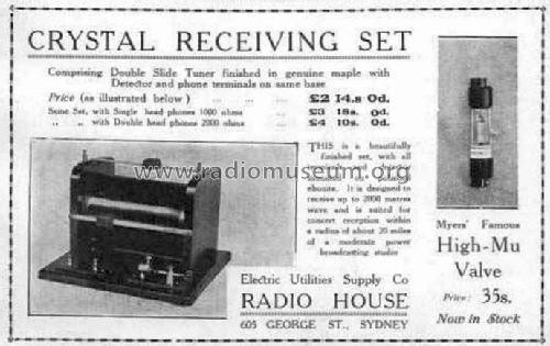 Crystal Receiving Set ; Electric Utilities (ID = 2205458) Radio