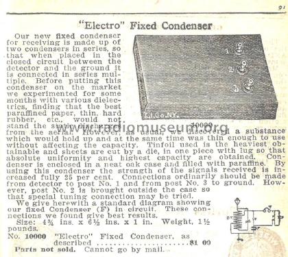 Electro Fixed Condenser No. 10000; Electro Importing Co (ID = 1978668) Radio part