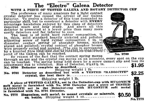 Electro Galena Detector No. 9700; Electro Importing Co (ID = 1038886) Radio part