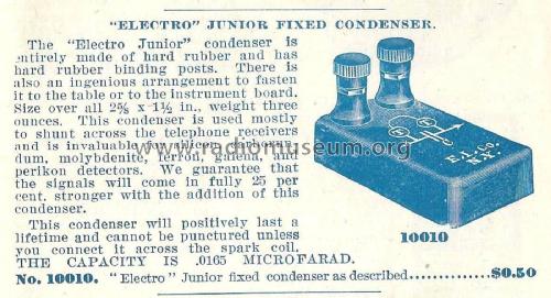 Electro Junior Fixed Condenser No. 10010; Electro Importing Co (ID = 1978621) Radio part