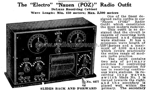 'Electro' Nauen Radio Outfit No. 4477; Electro Importing Co (ID = 1038883) mod-pre26