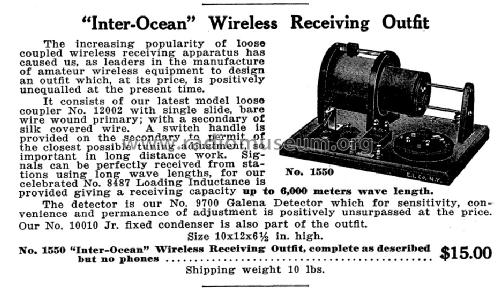 Inter-Ocean Wireless Receiving Outfit No. 1550; Electro Importing Co (ID = 1039306) Crystal