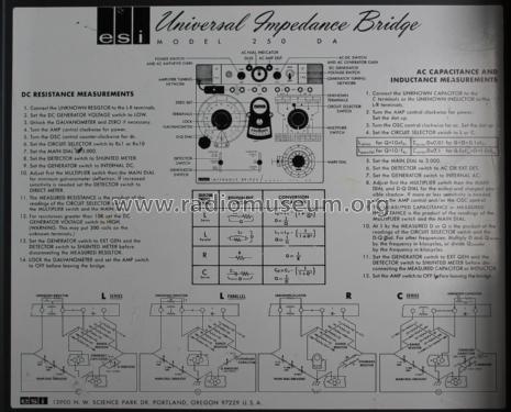 Universal Impedance Bridge 250 DA; Electro Scientific (ID = 2374468) Equipment