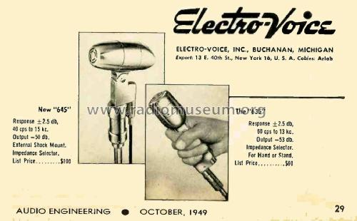 635; Electro-Voice Inc.; (ID = 1797649) Micrófono/PU