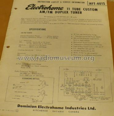 AM/FM Duplex Tuner HFT-401S; Electrohome Dominion (ID = 3016441) Radio