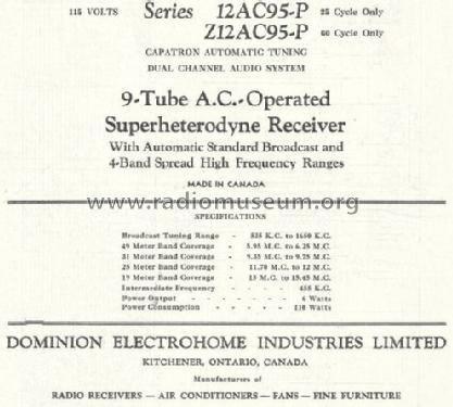 12AC95-P ; Electrohome Dominion (ID = 766717) Radio