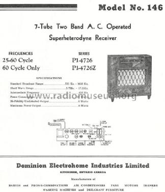 146 P1-4726Z; Electrohome Dominion (ID = 811313) Radio
