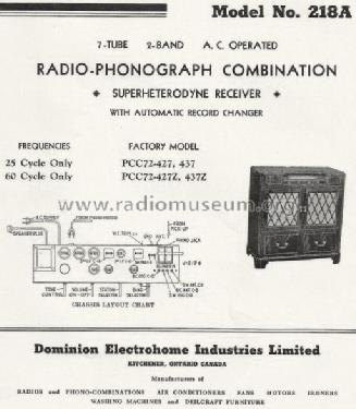 218A Ch= PCC72-427Z; Electrohome Dominion (ID = 766550) Radio