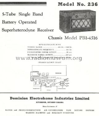 236 Ch= PB1-4516; Electrohome Dominion (ID = 766548) Radio