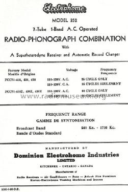 352 PCC71-418Z; Electrohome Dominion (ID = 823738) Radio