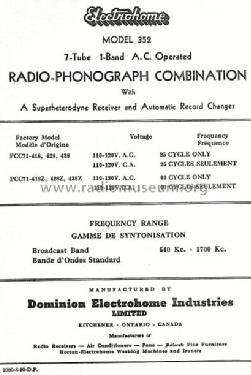 352 PCC71-428Z; Electrohome Dominion (ID = 823739) Radio