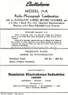 71A ; Electrohome Dominion (ID = 766709) Radio