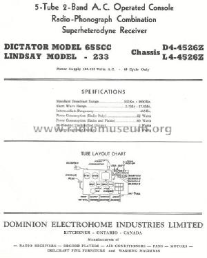 Dictator 655CC Ch= D4-4526Z; Electrohome Dominion (ID = 766543) Radio