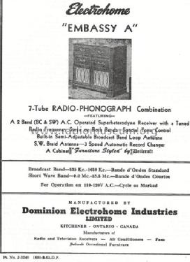 Embassy A ; Electrohome Dominion (ID = 791186) Radio