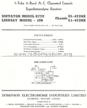 Lindsay 108 Ch= L1-4726Z; Electrohome Dominion (ID = 766539) Radio