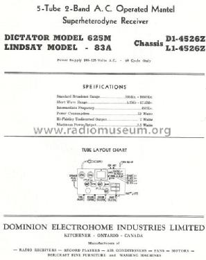 Lindsay 83A Ch= L1-4526Z; Electrohome Dominion (ID = 766530) Radio