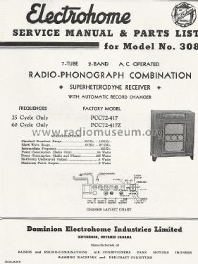 Radio-Phonograph Combination 308 PCC72-417Z; Electrohome Dominion (ID = 821660) Radio