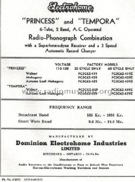 Tempora PC3C62-449Z; Electrohome Dominion (ID = 828900) Radio