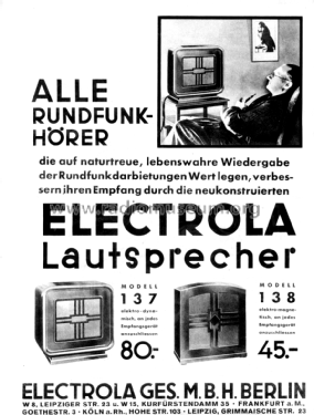 Lautsprecher 137; Electrola GmbH (ID = 3005979) Speaker-P