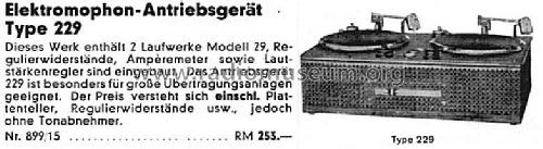 Antriebsgerät 229; Electromophon AG; (ID = 3090543) R-Player