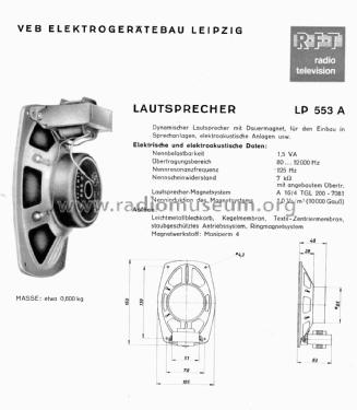 Lautsprecherchassis LP553 A; Elektrogerätebau (ID = 2104308) Altavoz-Au