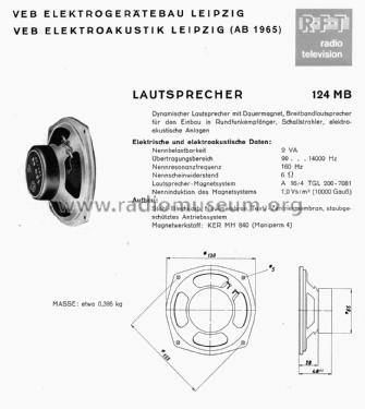 Lautsprecherchassis 124MB; Elektrogerätebau (ID = 1923844) Parlante