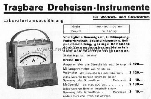 Tragbare Dreheisen-Instrumente Laboratoriumsausführung; Elektrodyn, Emanuel (ID = 207187) Equipment