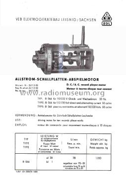 Plattenspielermotor B066; Elektrogerätebau (ID = 2729531) Misc