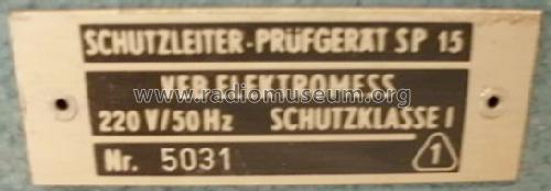 Schutzleiter-Prüfgerät SP 15; Elektromess Dresden; (ID = 1364780) Equipment