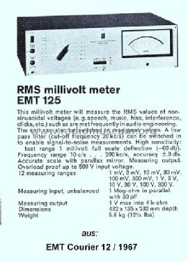 NF-Millivoltmeter EMT 125; Elektromesstechnik (ID = 696452) Equipment