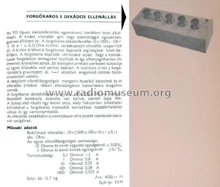 Forgókaros 5 Dekádos Ellenállás YD; Elektromos (ID = 2469353) Equipment