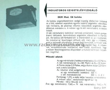 Megger, Megohm-meter / Kurbelinduktor Mod. 126; Elektromos (ID = 2467817) Equipment
