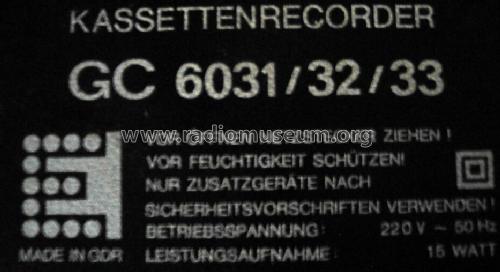 Geracord GC6031; Elektronik Gera, VEB (ID = 574975) R-Player