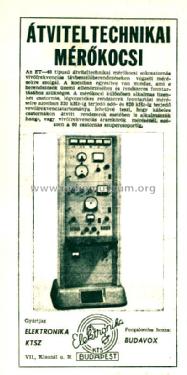 Átvíteltechnikai Mérőkocsi - Telecommunication Testing Rack ET-40; Elektronika (ID = 3014538) Ausrüstung