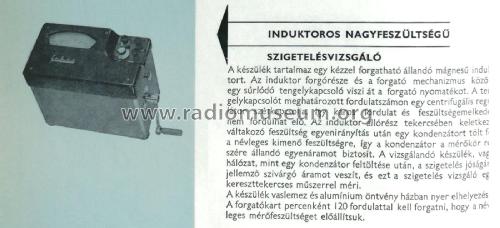 Induktoros nagyfeszültségű szigetelésvizsgáló - Inductor High Voltage Isolationtester ; Elektronika (ID = 2467832) Equipment