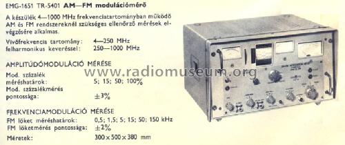 AM-FM Modulation Meter 1651/TR-5401; EMG, Orion-EMG, (ID = 913122) Equipment