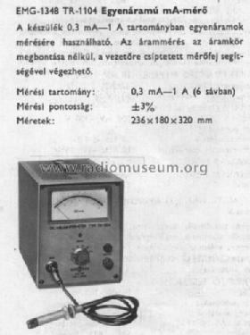 D.C. Milliampermeter 1348 / TR-1104; EMG, Orion-EMG, (ID = 766065) Equipment