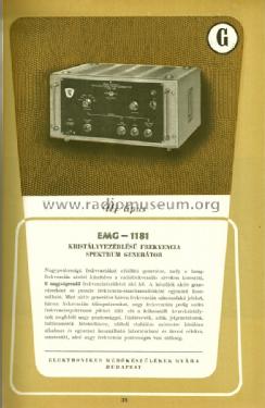 Frequency Spectrum Generator 1181 / TR-0701; EMG, Orion-EMG, (ID = 1254738) Equipment