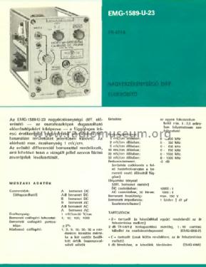 High Sensitivity Preamplifier 1589-U23 / TR-4714; EMG, Orion-EMG, (ID = 907206) Equipment