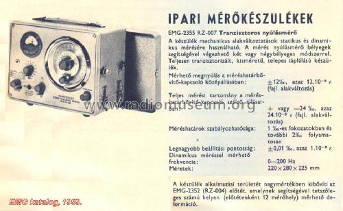 Transistorized Strain Measuring Bridge 2355 / RZ-007; EMG, Orion-EMG, (ID = 1572482) Equipment