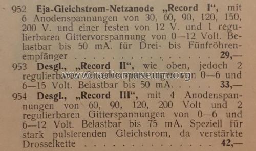 Gleichstrom Netzanode Record I ; Elektrosignal G.m.b. (ID = 3016984) Power-S